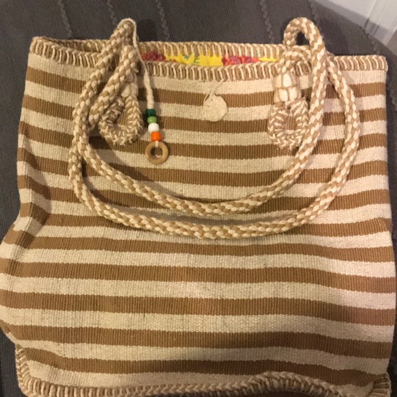 Catstudio, woven striped tan and cream bag - Picture 1 of 7